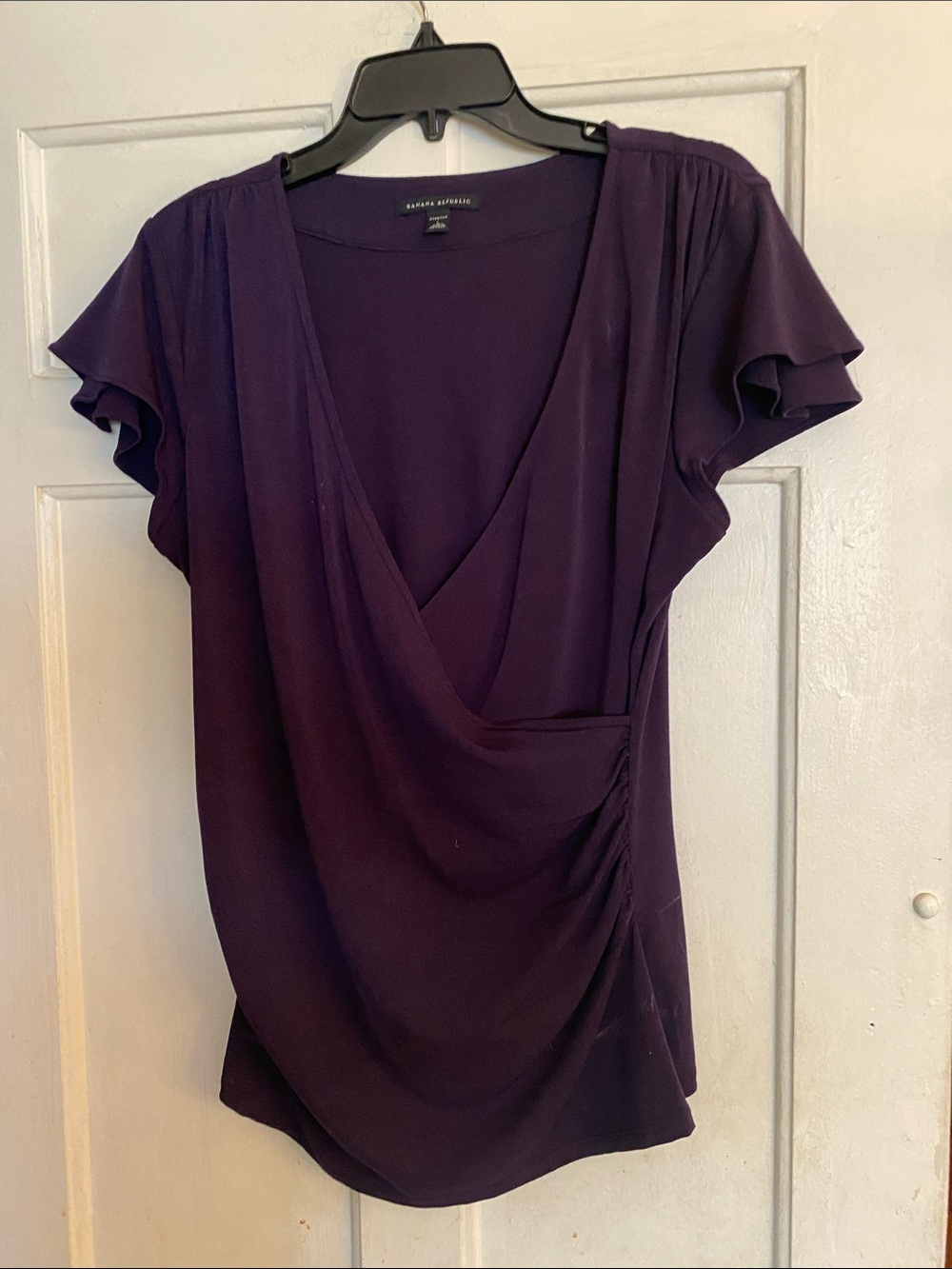Banana Republic Deep Purple Draped Surplice Blouse